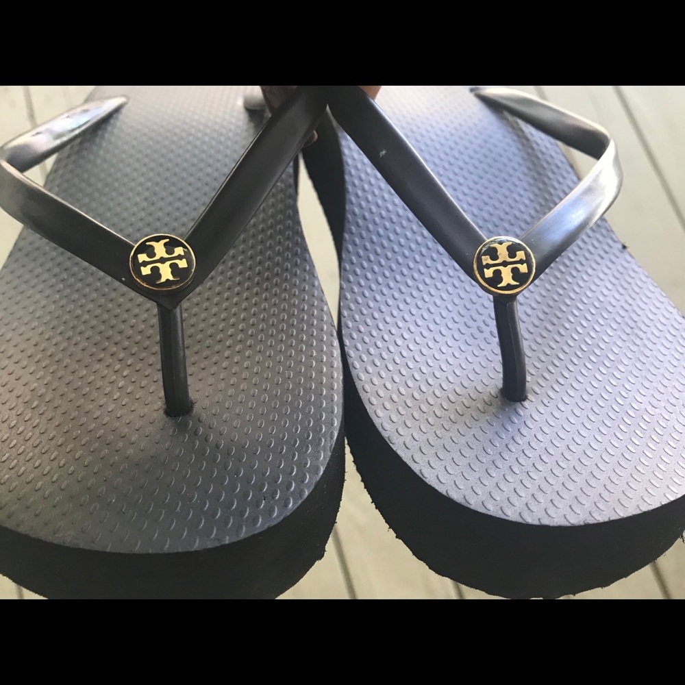 Tory Burch Black Thandie Wedge Thong Sandal size 9